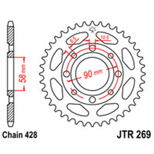 JT JT Rear Sprockets R/W 269-44T HON +